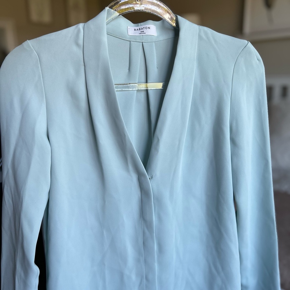 Babaton Light Mint Green Power Blouse xxs